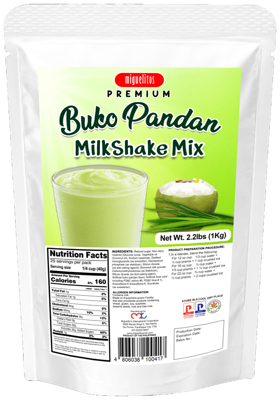 Premium Milkshake Mix Buko Pandan pouch