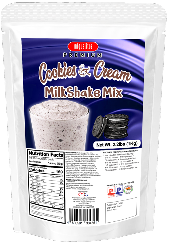 Premium Milkshake Mix Cookies & Cream pouch